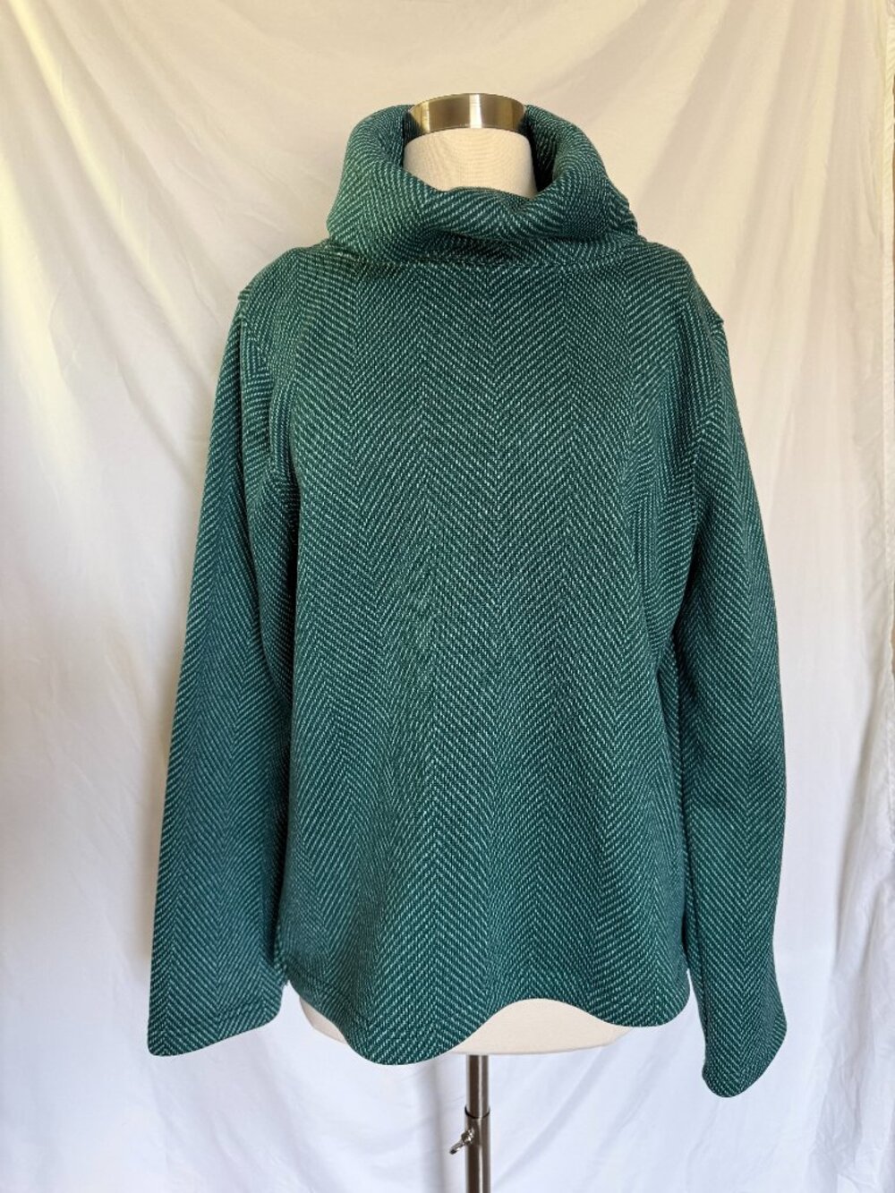 J. Crew Green Striped Cowl Neck Sweater